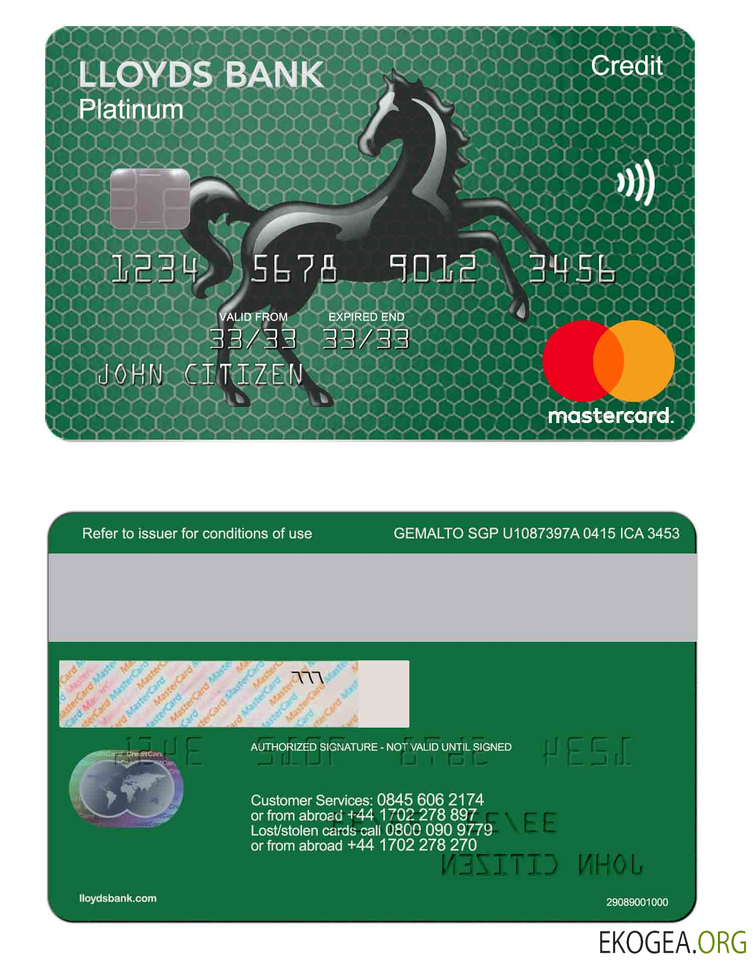Carte de crédit mastercard de la banque Lloyds britannique
